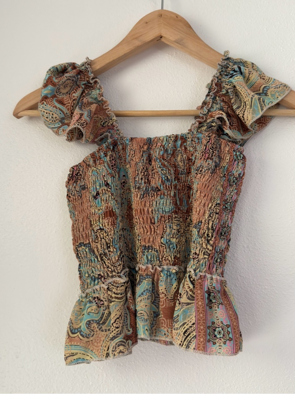 Fairy Smocked Peplum Tank One Size Silk Blend